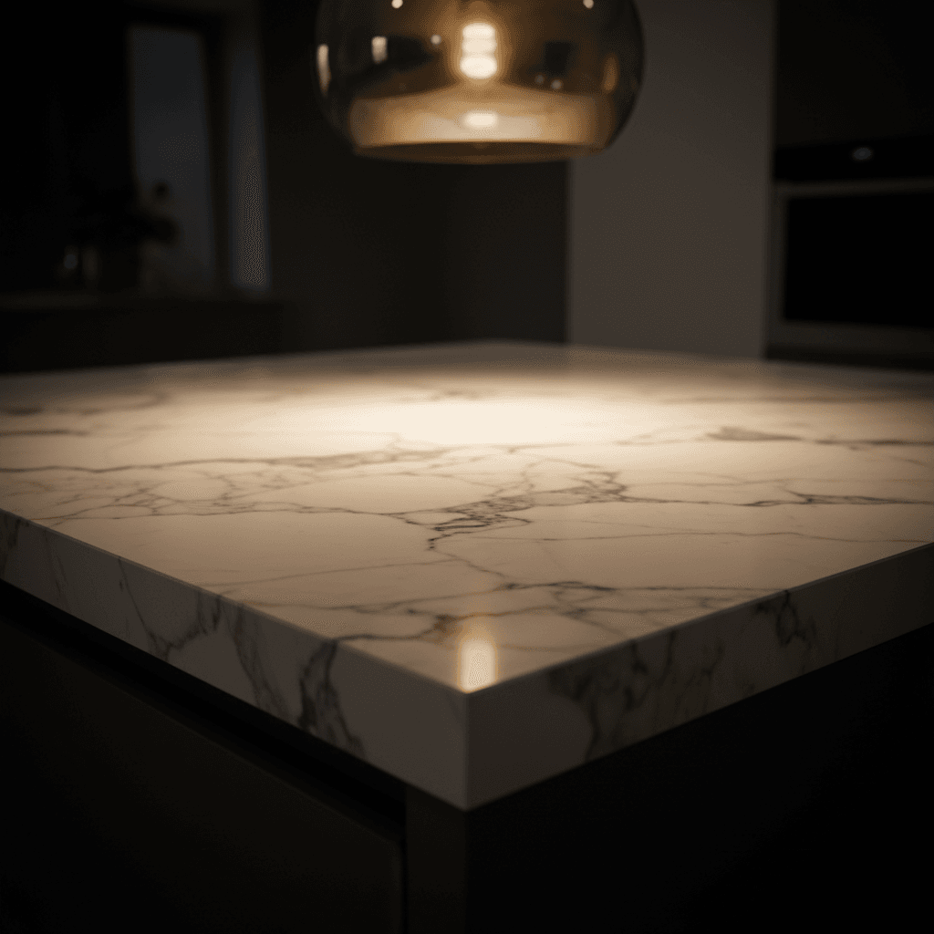 Marble kitchen countertop close-up
